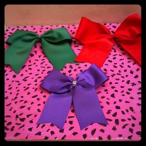 Green,red and purple hair bows!!💜❤️💚 cute set!
